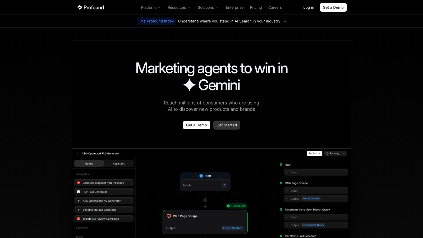 Profound (tryprofound.com) official homepage captured for this review